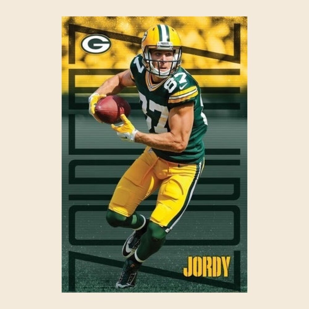 Jordy Nelson Superstar Green Bay Packers NFL Action Poster_165